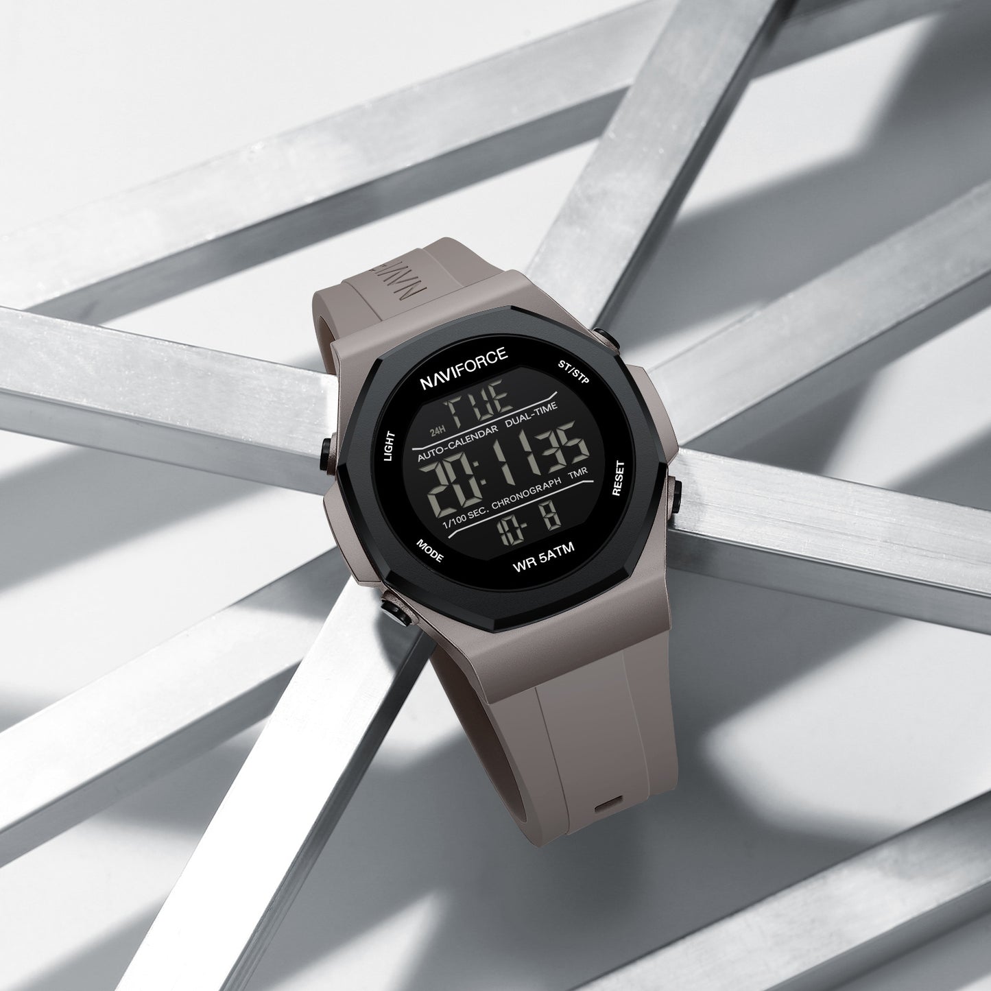 Naviforce NF7117 Volda Digital Men Watch - Light Grey