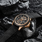 Naviforce 8075 Zach Men Leather Watch - Black RoseGold