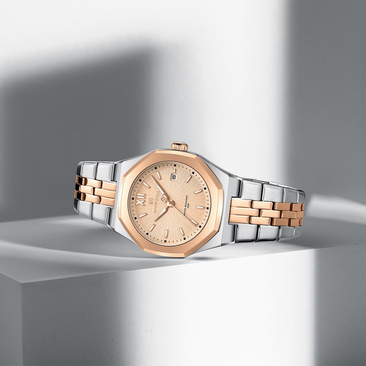Naviforce 5078 Radiant Luxe Women Watch - Silver RoseGold