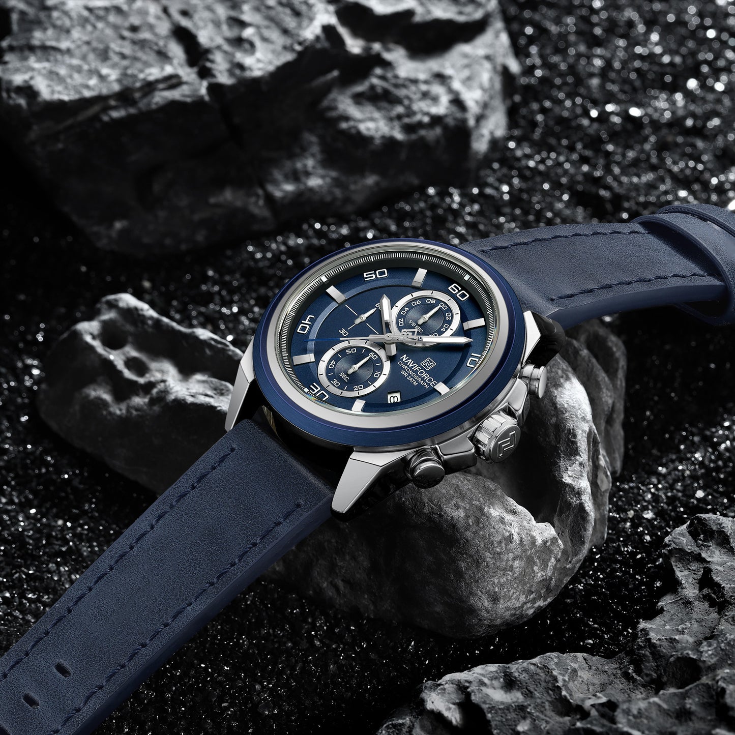 Naviforce 8075 Zach Men Leather Watch - Blue