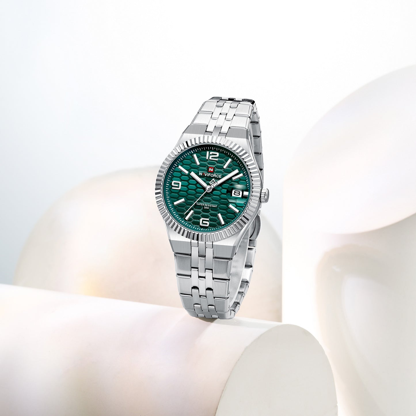 Naviforce 5079 Lotus Woman Watch - Silver-Green