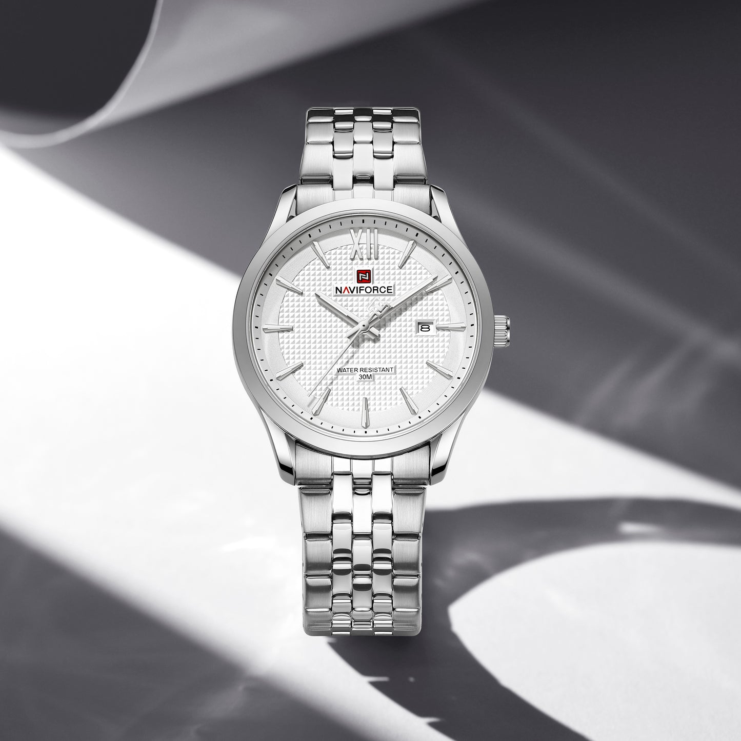 Naviforce 9255 Elite White Men Watch - Silver