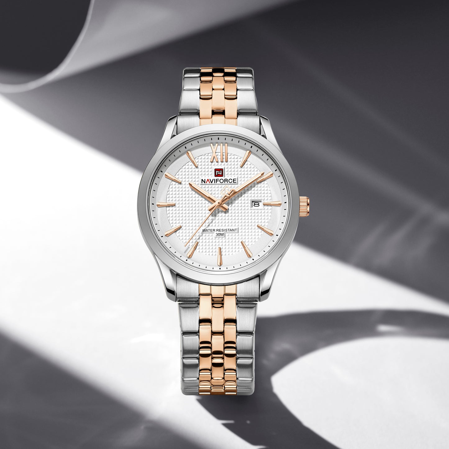 Naviforce 9255 Elite RoseGold Men Watch - Silver RoseGold