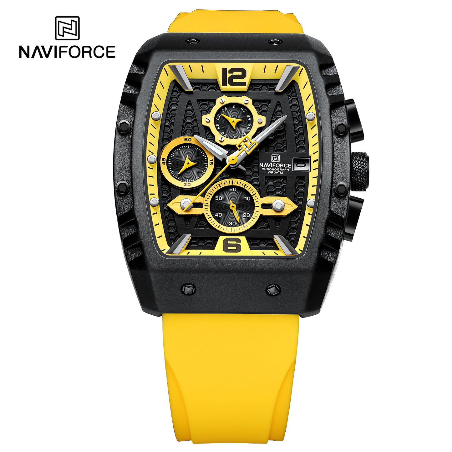 Naviforce 8025 Rotary Men Watch - Black Yellow