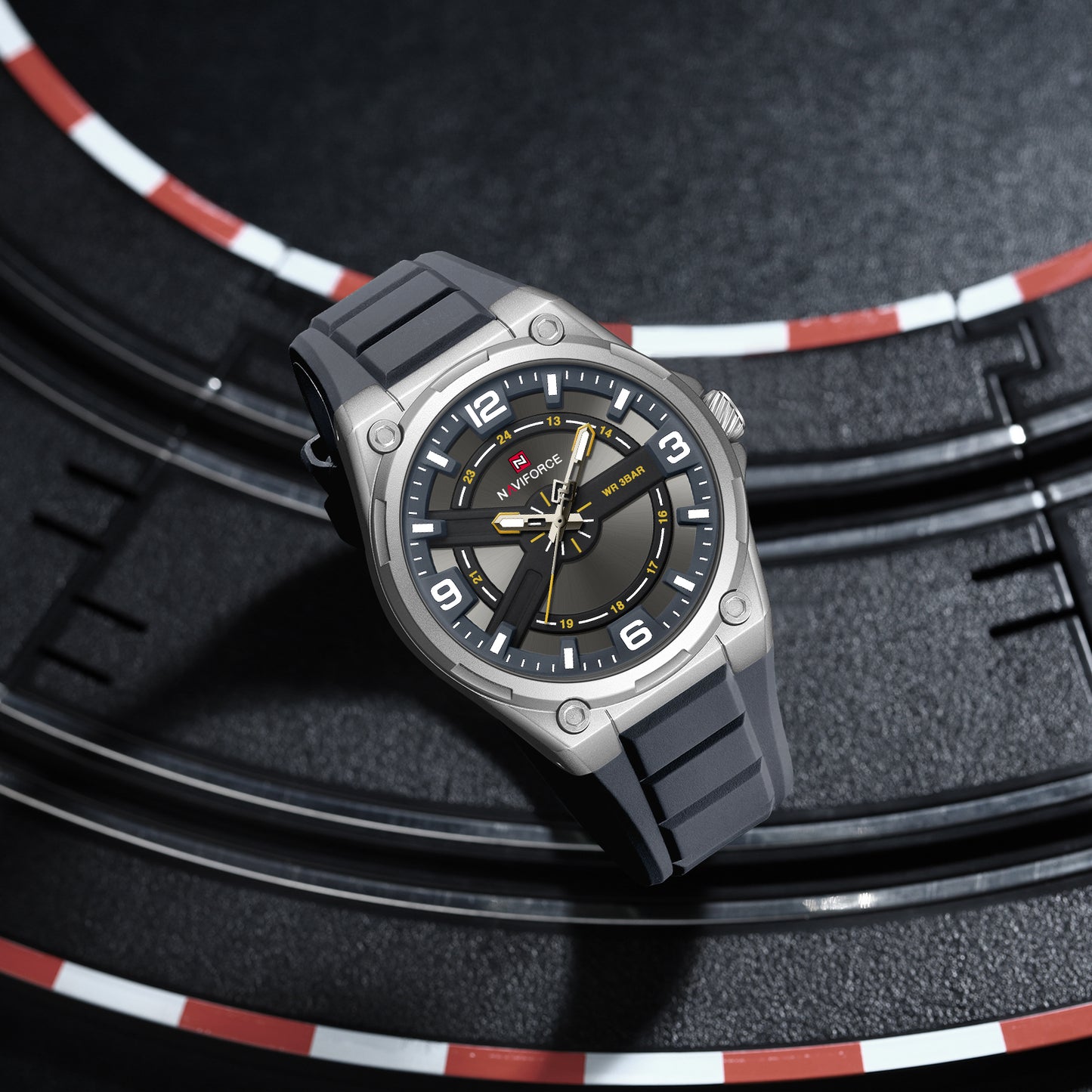 Naviforce 9260 Quantum Silicone Men Watch - Silver Grey