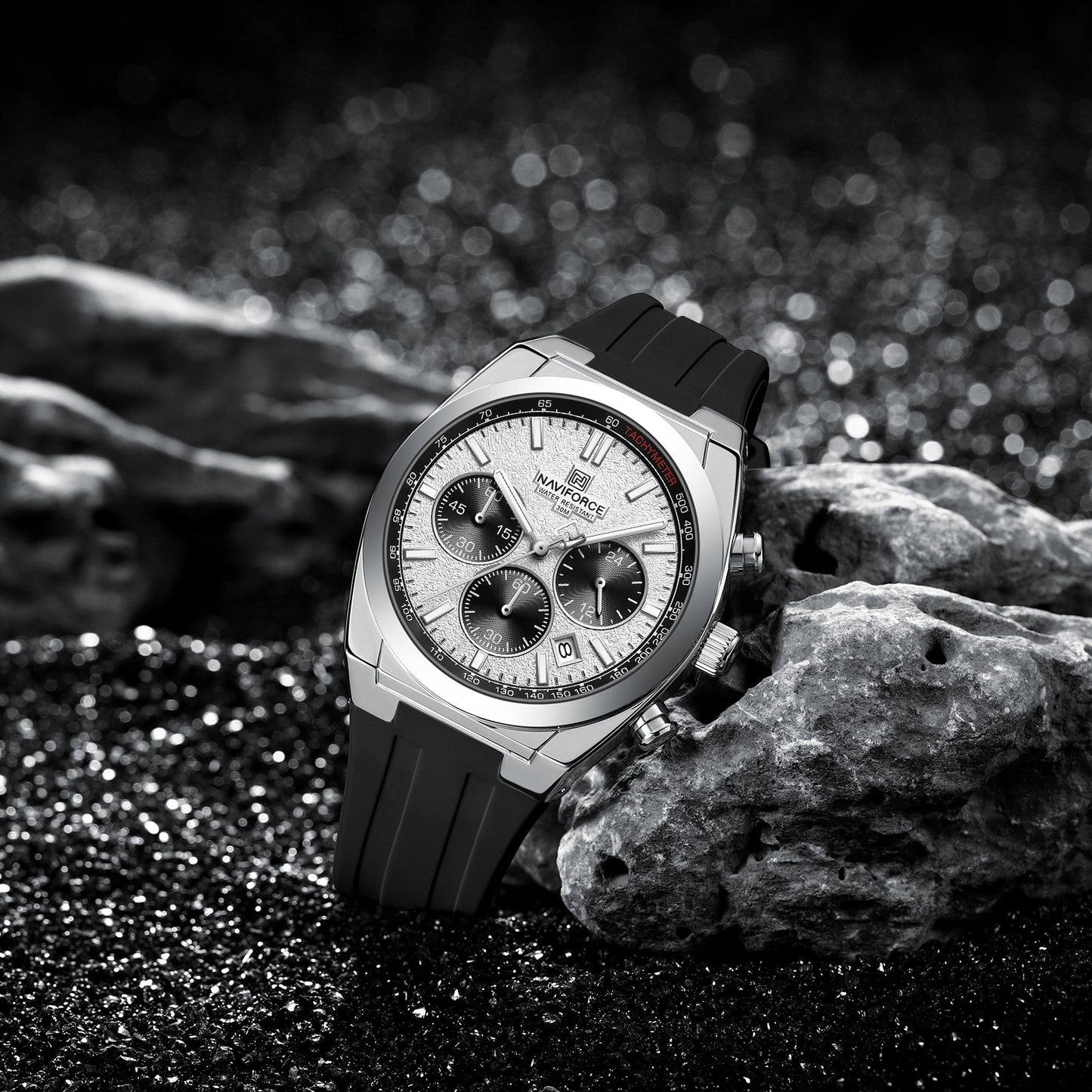 Naviforce 8080 Elite Men Watch - Silver Black