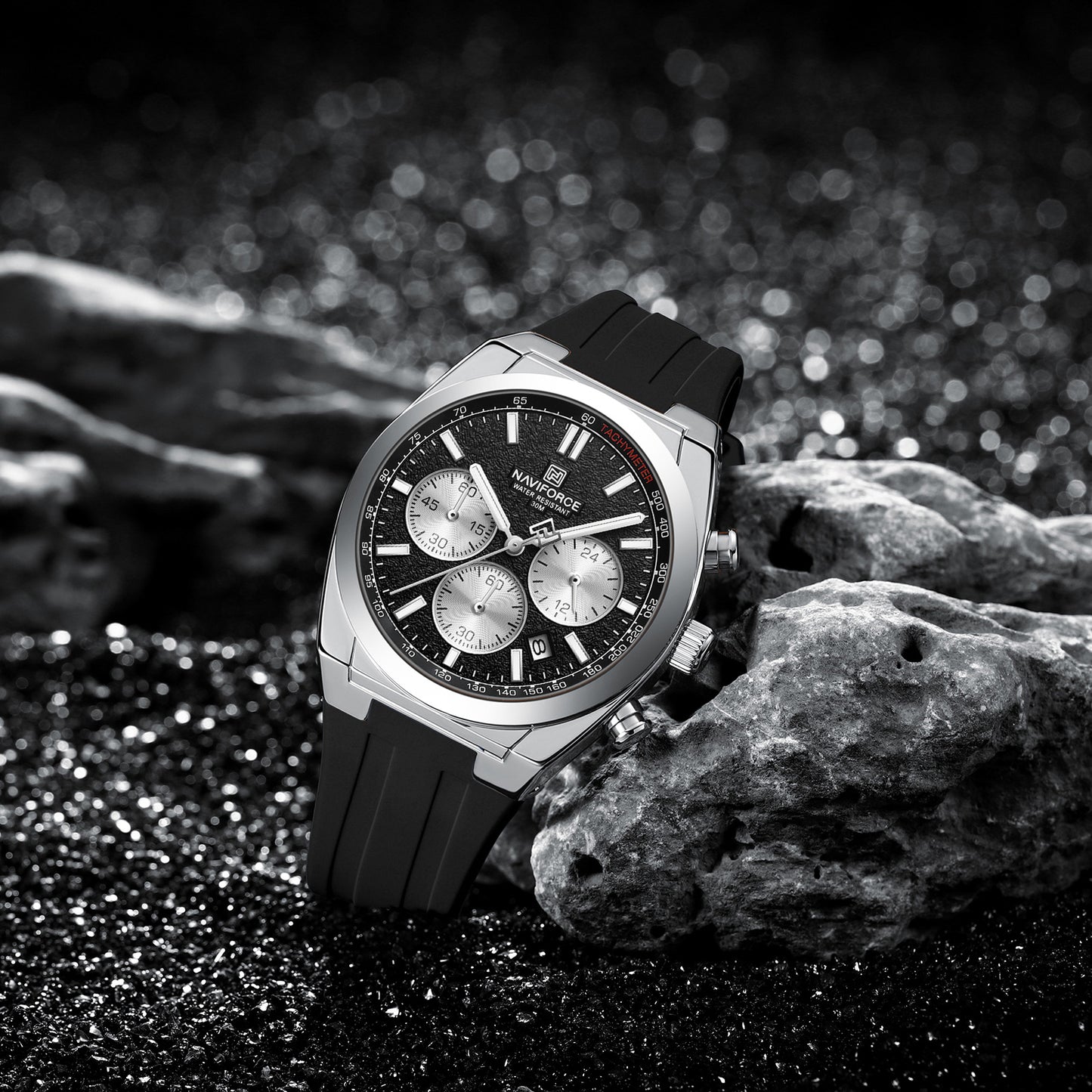 Naviforce 8080 Elite Men Watch - Black Silver