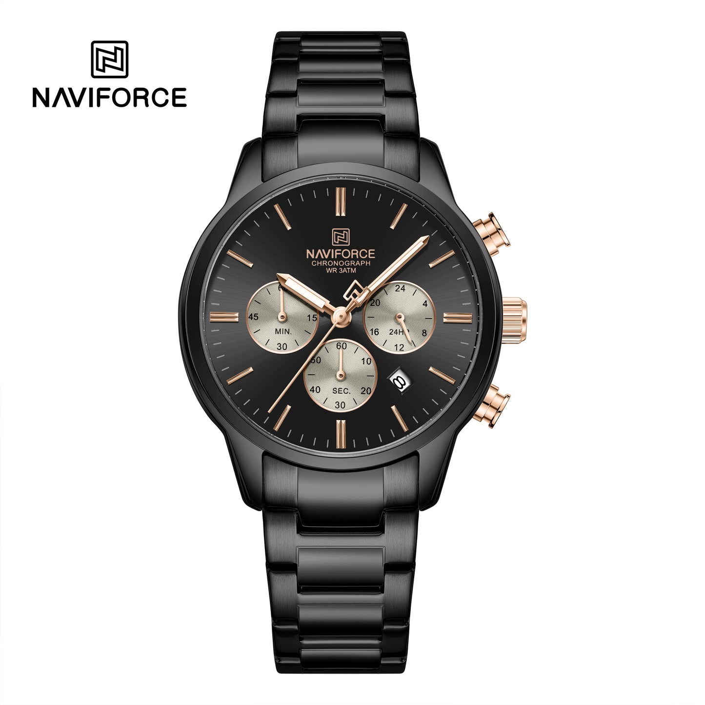 Naviforce 8076 Ambiance Men Watch - Black RoseGold