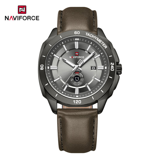 Naviforce 9269 Ascot Men Leather Watch - Black Grey