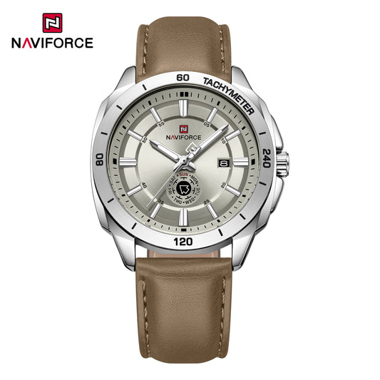 Naviforce 9269 Ascot Men Leather Watch - Tanbrown Silver