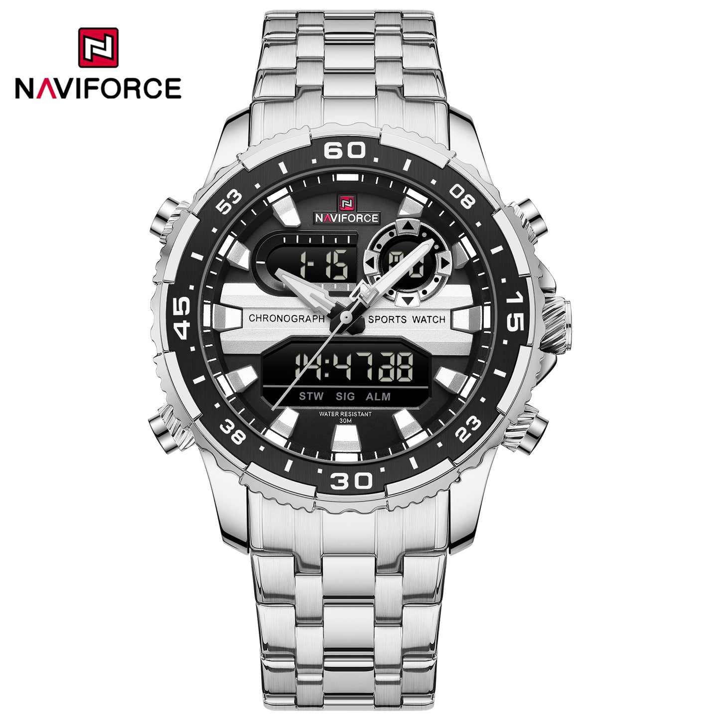 Naviforce 9234 Unicorn Men Watch - Silver Black