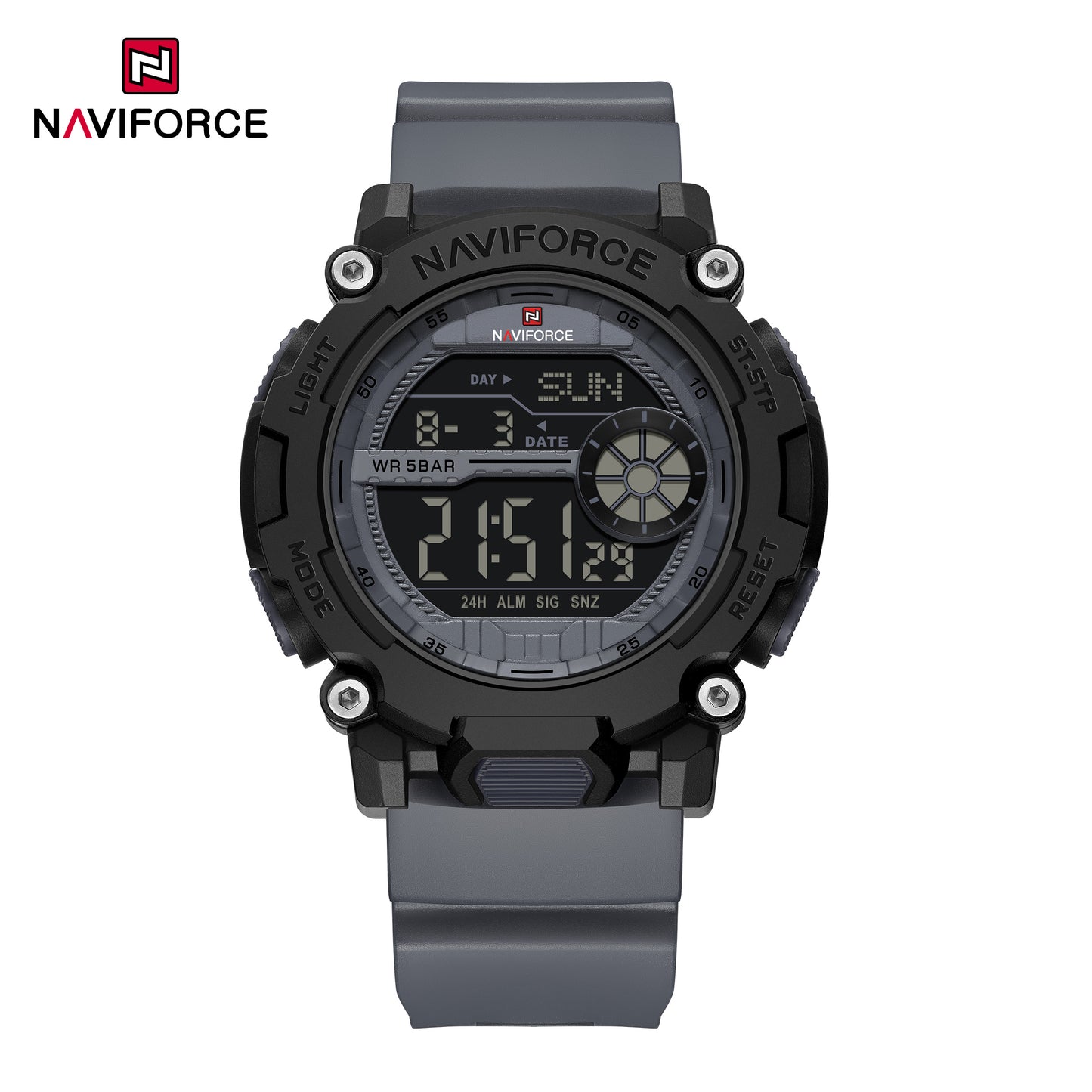 Naviforce 7133 Phantom X Men Silicone Watch - Grey Black