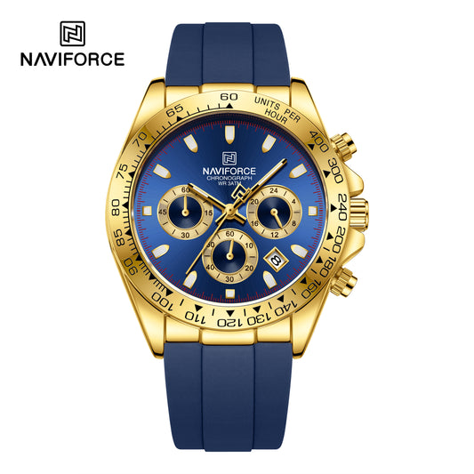 Naviforce 8054 Zenith Men Watch - Blue Gold