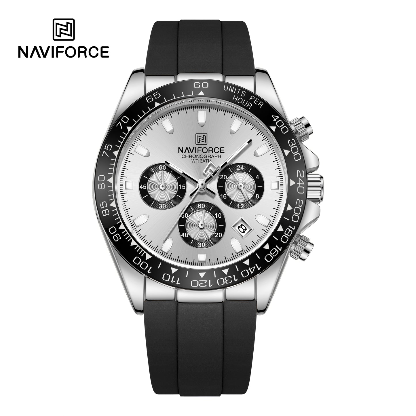Naviforce 8054 Zenith Men Watch - Silver Black