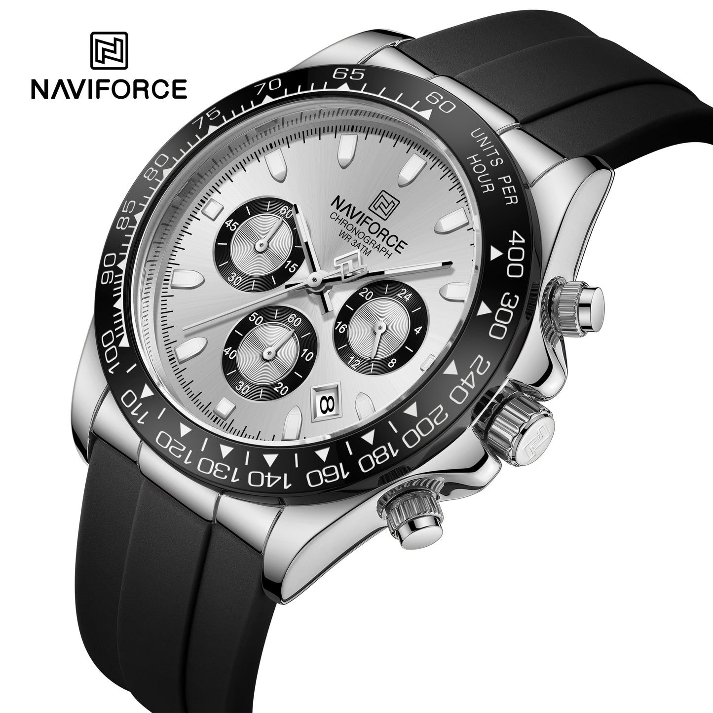 Naviforce 8054 Zenith Men Watch - Silver Black