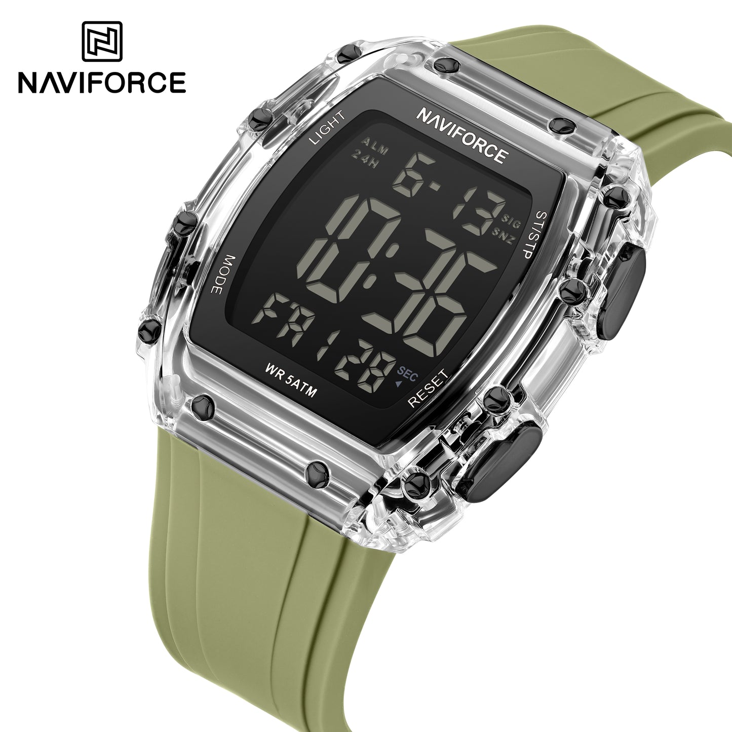 Naviforce 6107 Integral Digital Men Watch - Silver Green