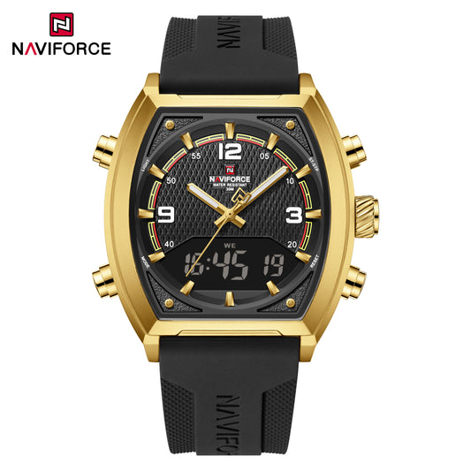 Naviforce 9242 Octagon Men Watch - Black Gold