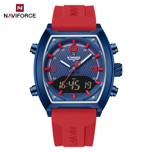Naviforce 9242 Octagon Men Watch - Blue Red