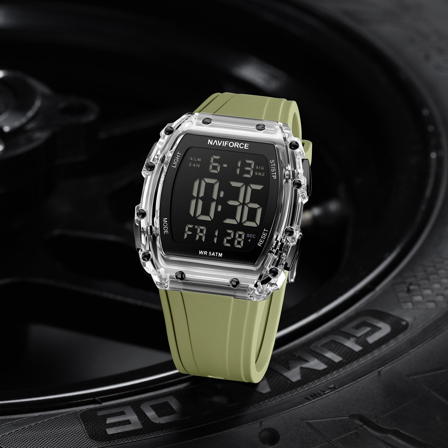 Naviforce 6107 Integral Digital Men Watch - Silver Green