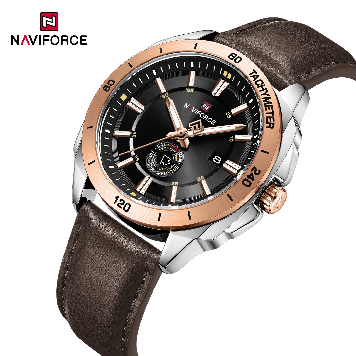 Naviforce 9269 Ascot Men Leather Watch - Coffeebrown