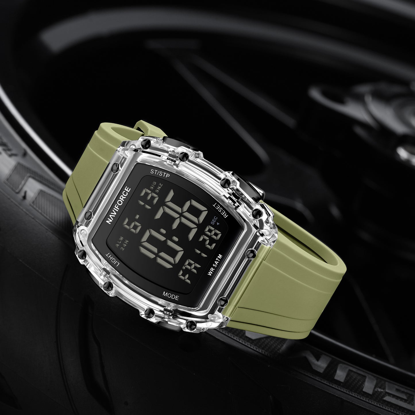 Naviforce 6107 Integral Digital Men Watch - Silver Green