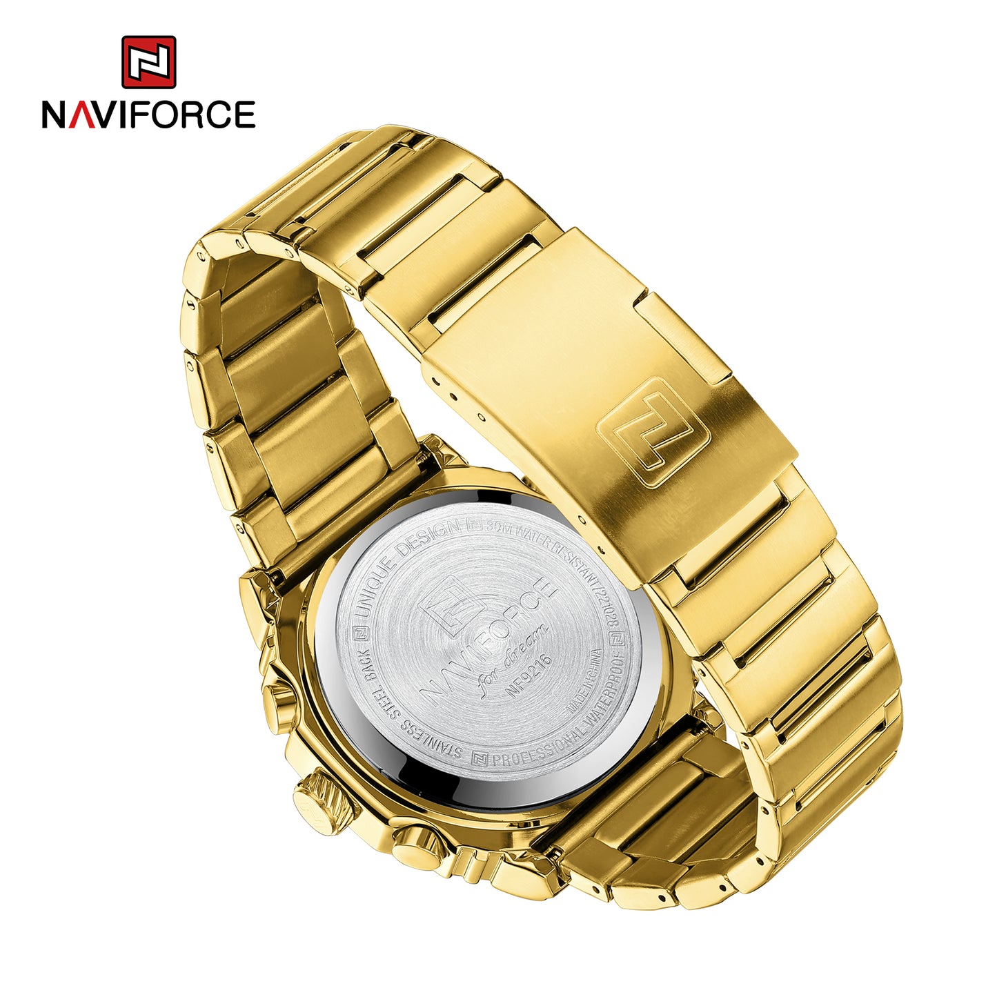 Naviforce 9216S Polygonal Men Watch - Gold