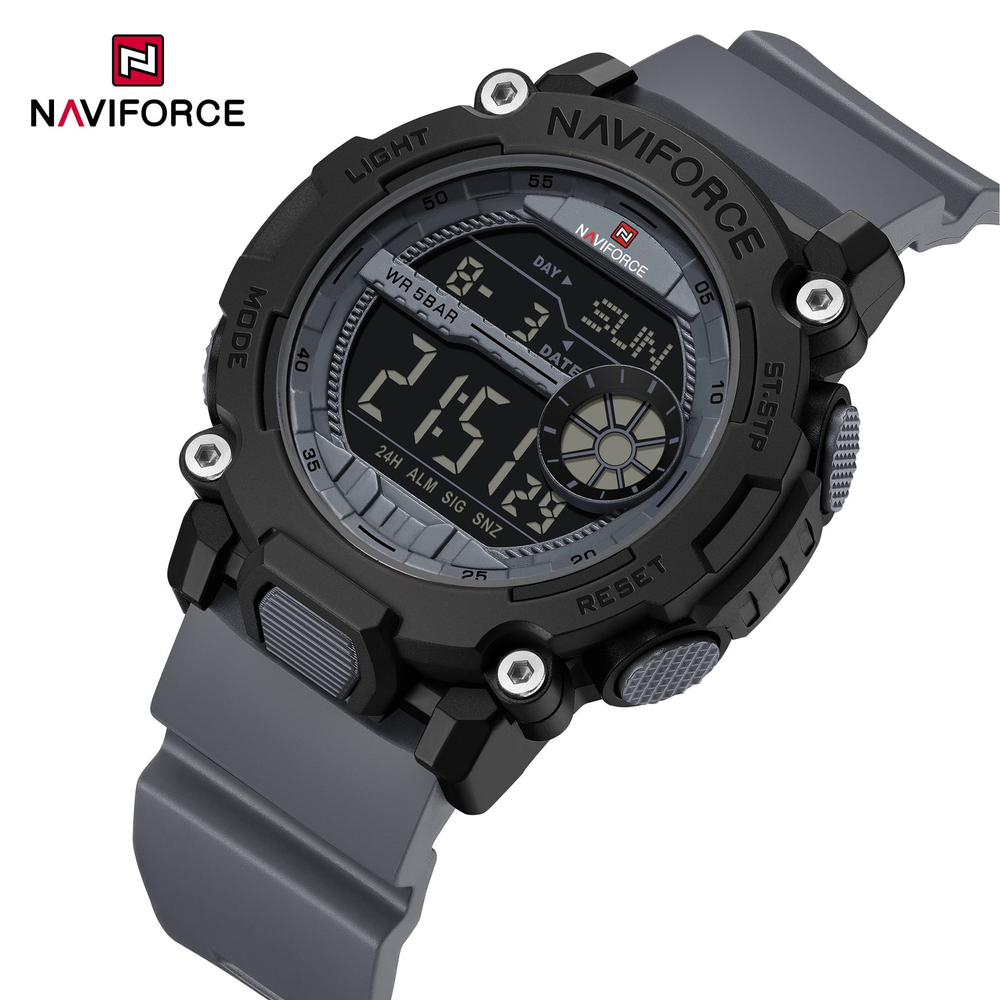 Naviforce 7133 Phantom X Men Silicone Watch - Grey Black