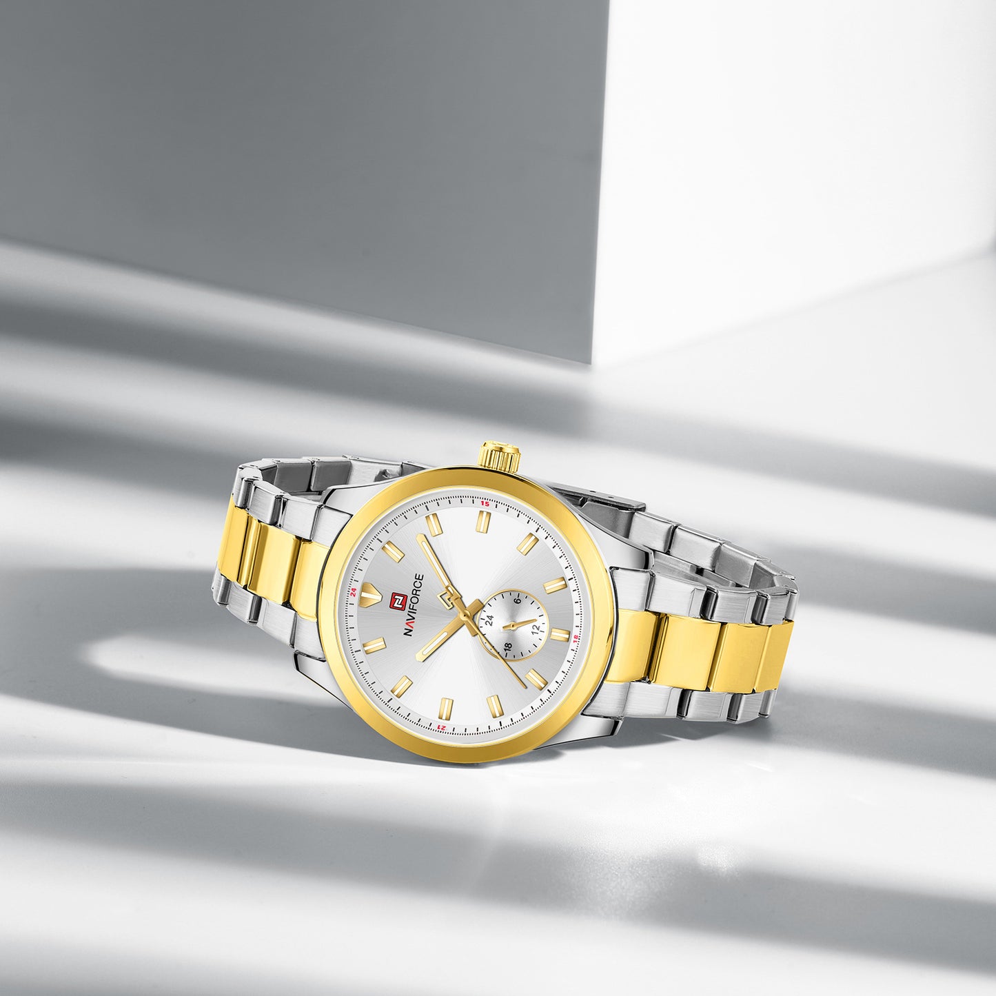 Naviforce 9231 TerraTime Men Watch - SilverGold