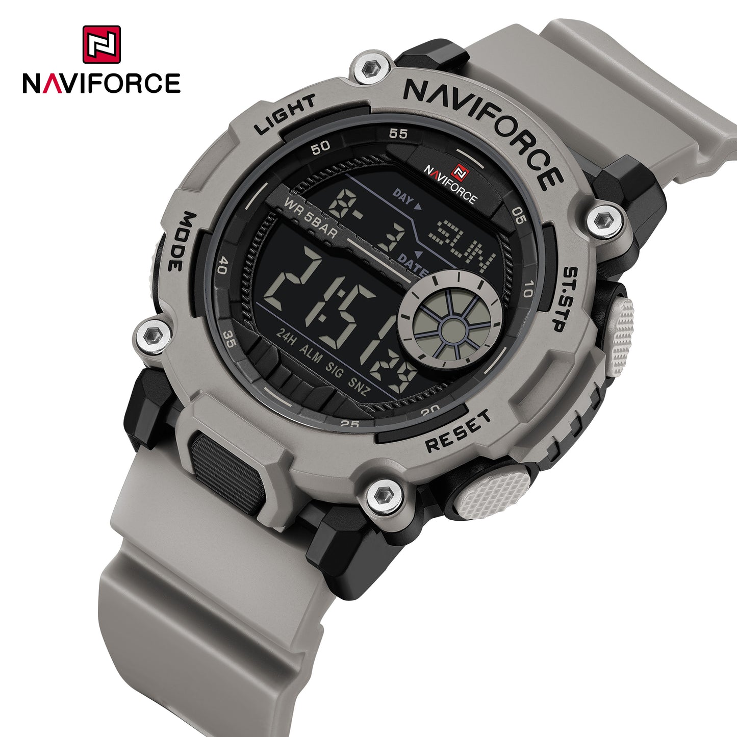 Naviforce 7133 Phantom X Men Silicone Watch - Light Grey