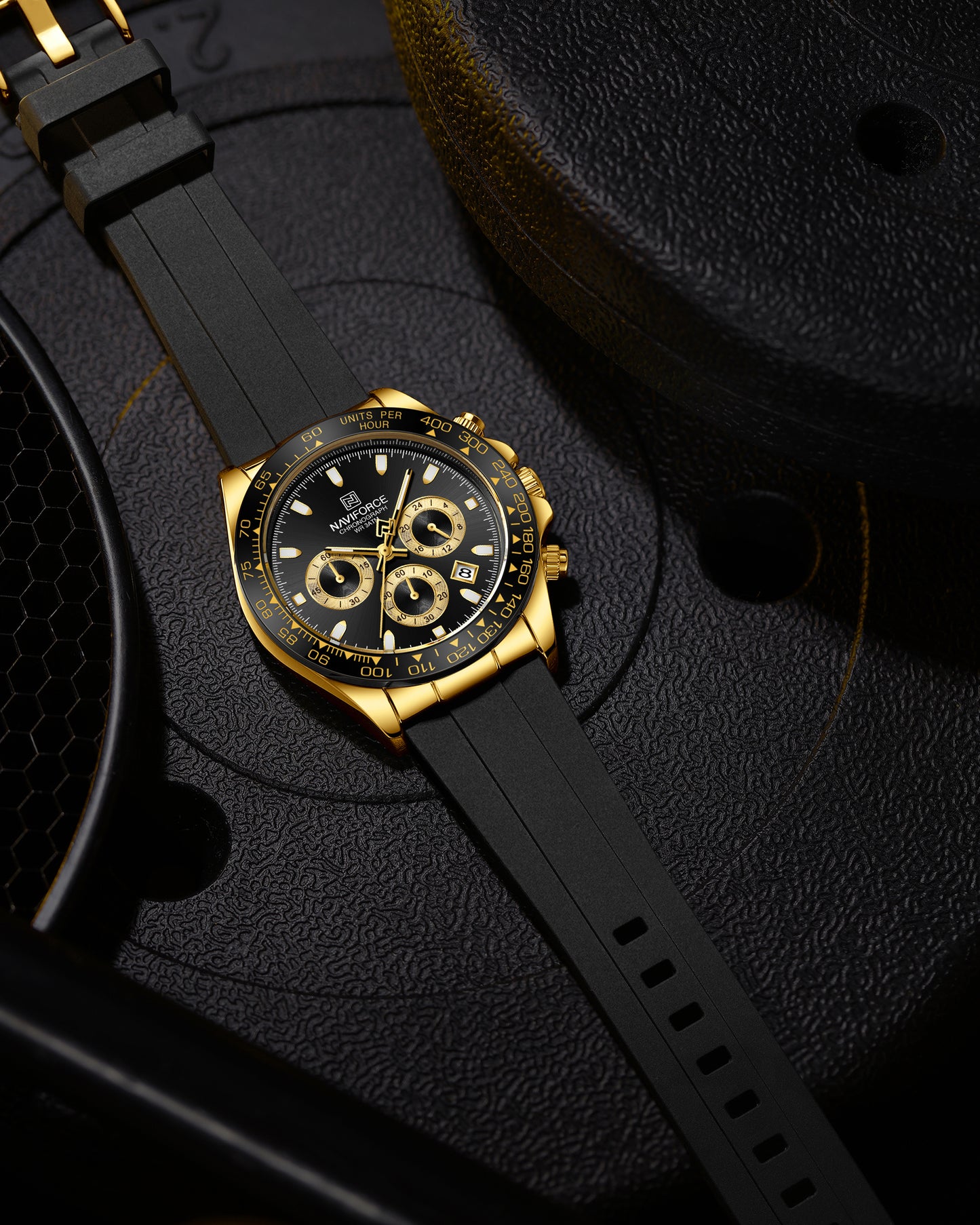 Naviforce 8054 Zenith Men Watch - Black Gold