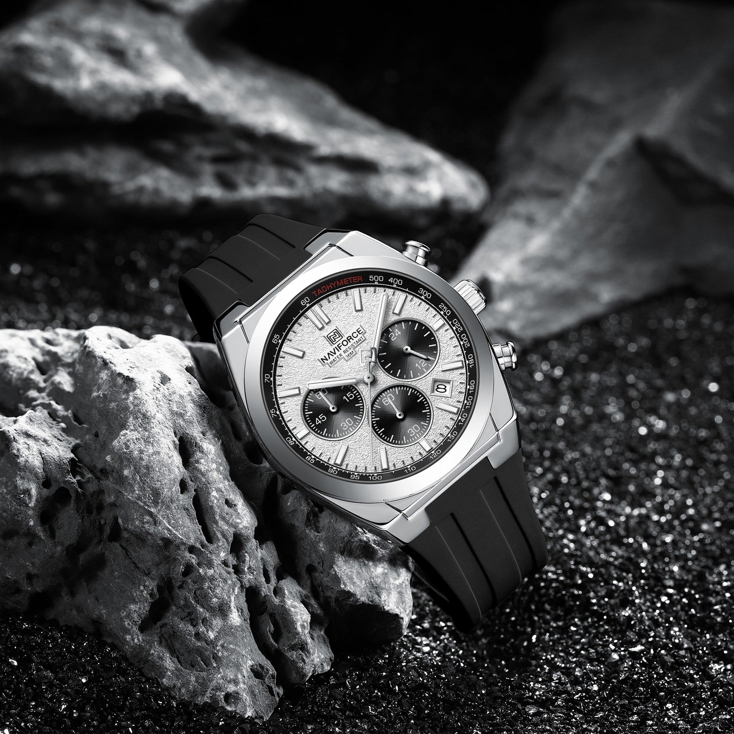 Naviforce 8080 Elite Men Watch - Silver Black