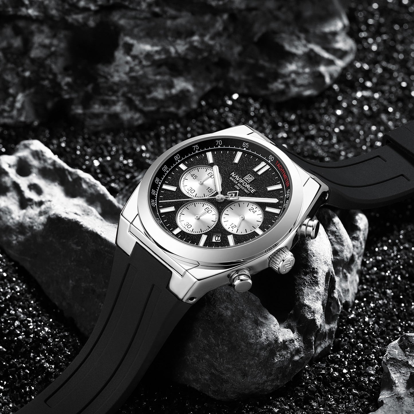 Naviforce 8080 Elite Men Watch - Black Silver