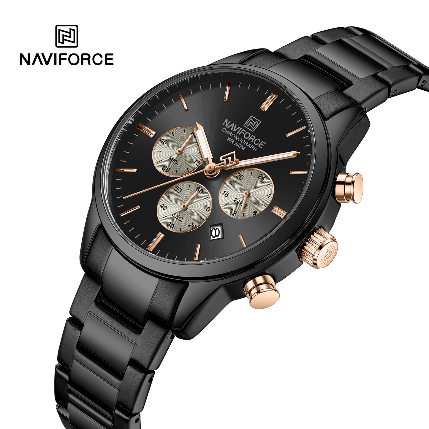Naviforce 8076 Ambiance Men Watch - Black RoseGold