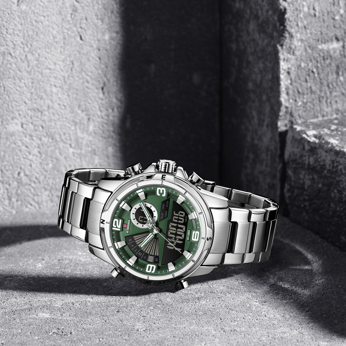 Naviforce 9257 Velocity Men Watch - Silver Green