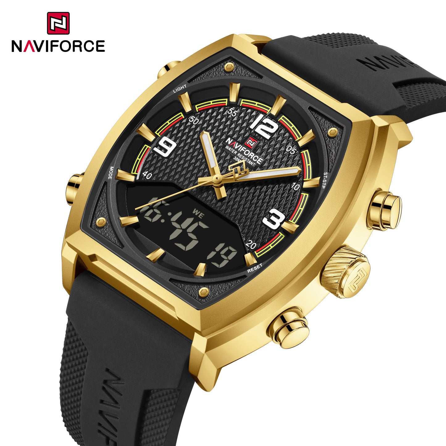 Naviforce 9242 Octagon Men Watch - Black Gold