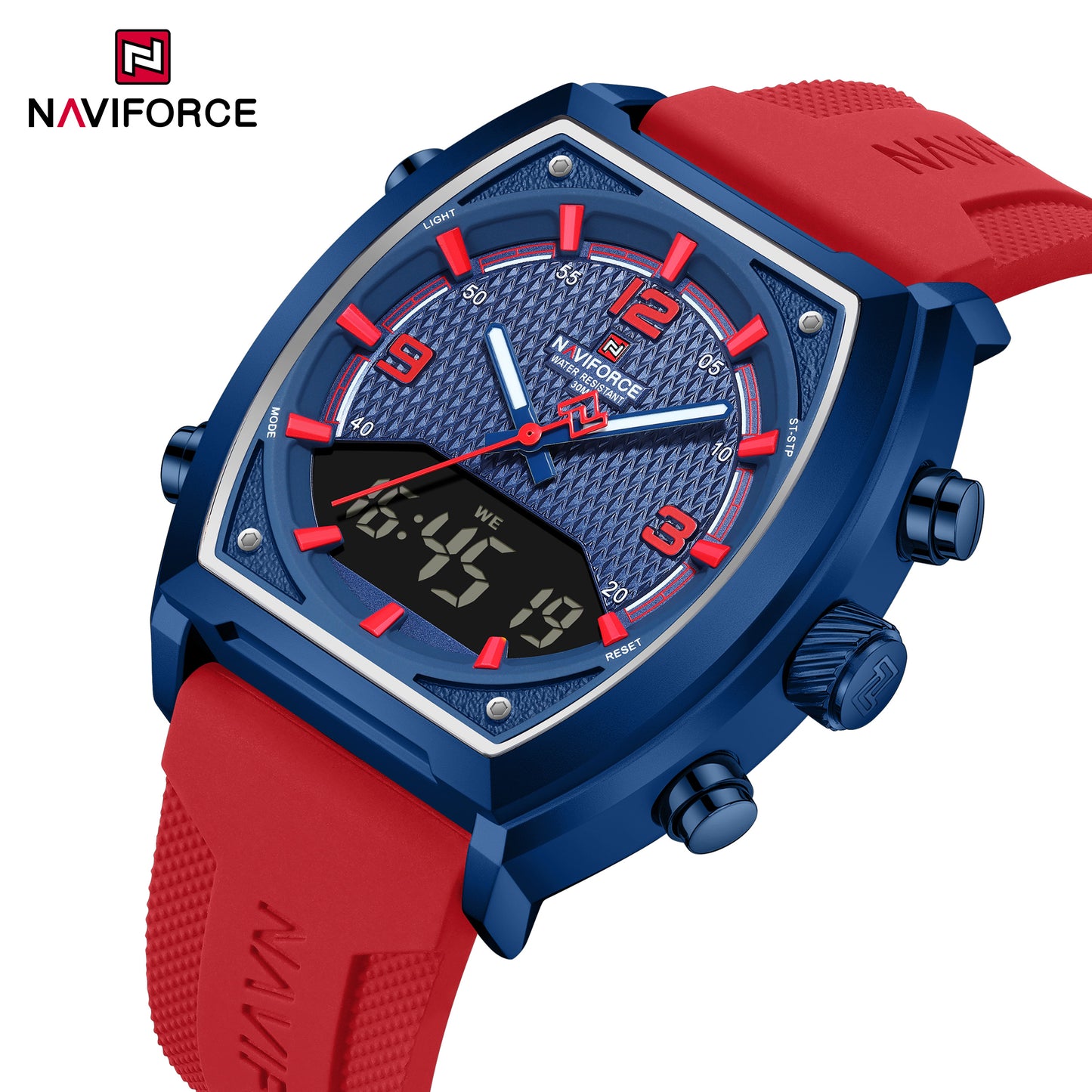 Naviforce 9242 Octagon Men Watch - Blue Red