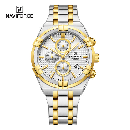 Naviforce 8042 Baymax Classic Men Watch - Silver Gold