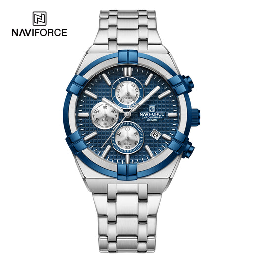 Naviforce 8042 Baymax Classic Men Watch - Silver Blue