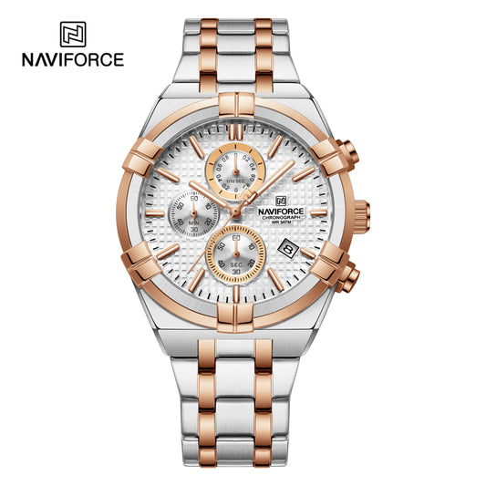 Naviforce 8042 Baymax Classic Men Watch - Silver RoseGold