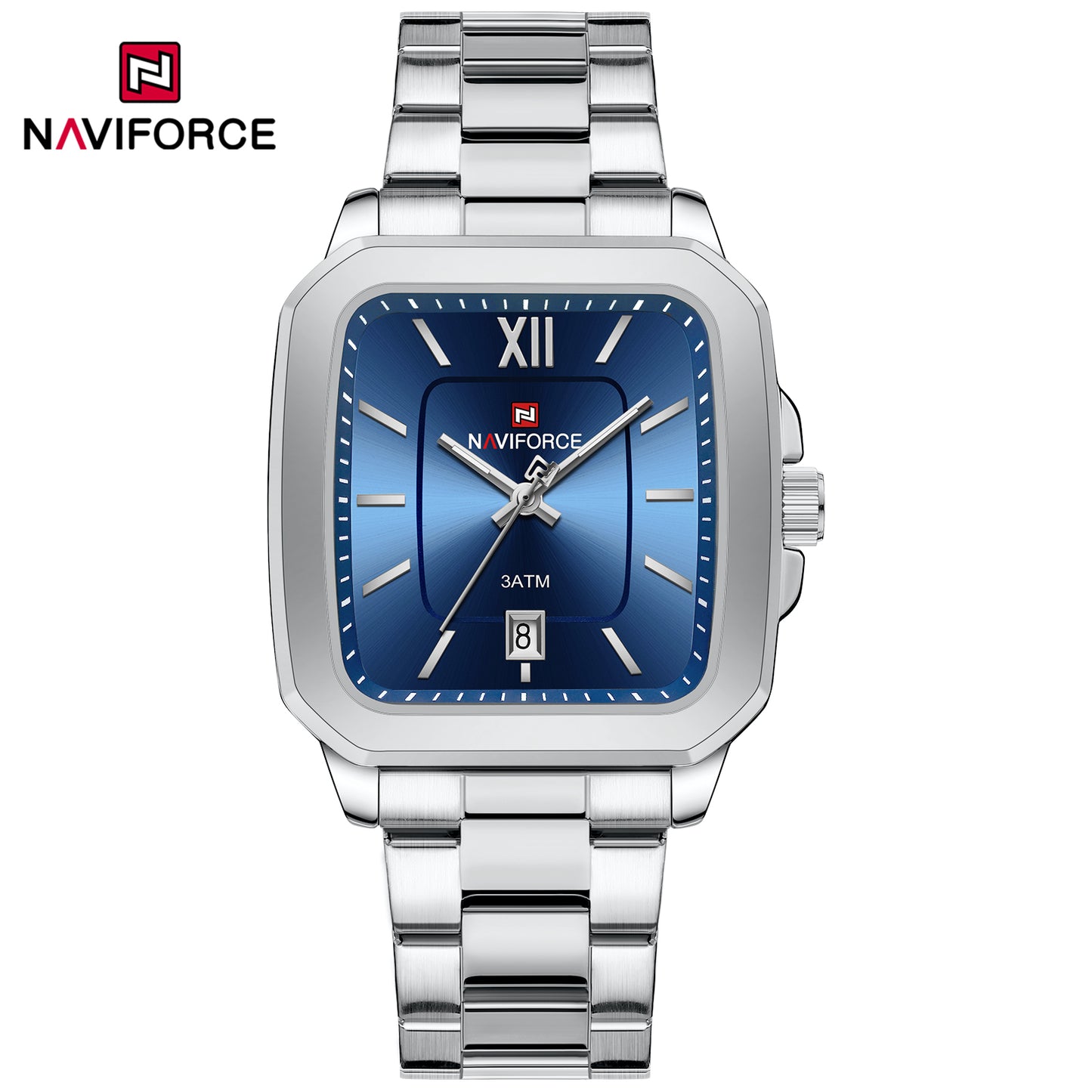 Naviforce 9239 Luxury Couple Watch - Silver Blue