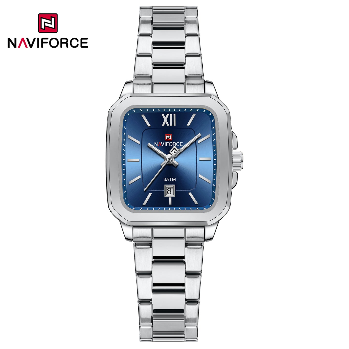 Naviforce 9239 Luxury Couple Watch - Silver Blue