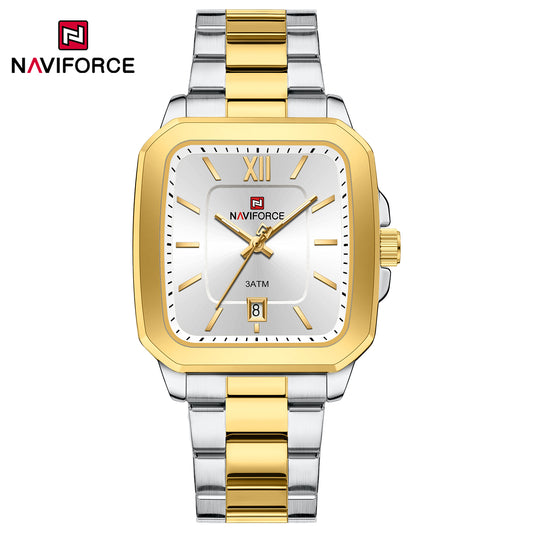 Naviforce 9239 Luxury Male Watch - Silver Gold