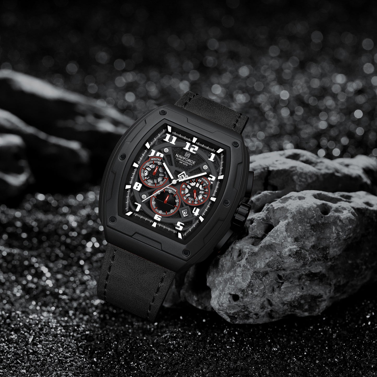 Naviforce 8053 Gently Men Leather Watch - Black