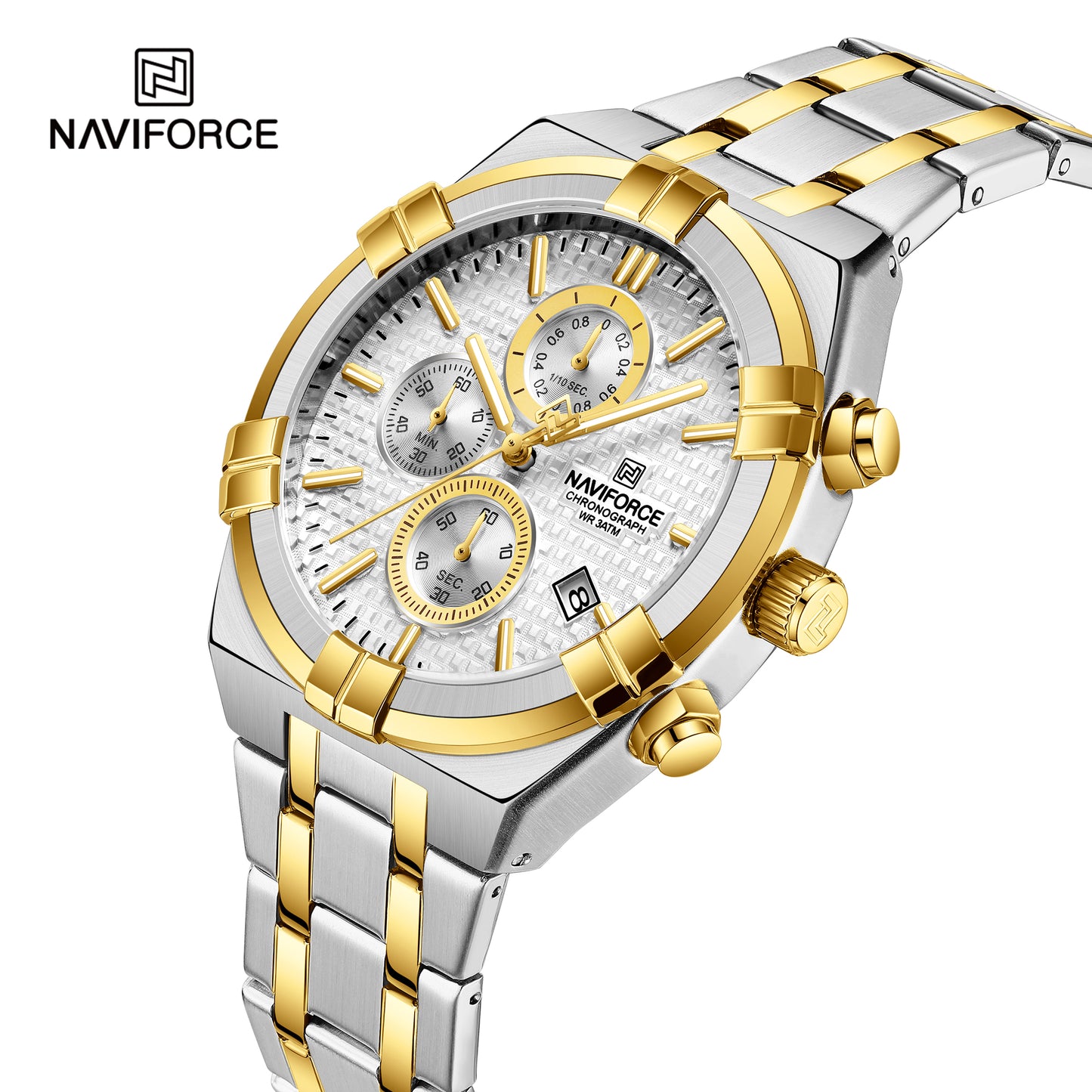 Naviforce 8042 Baymax Classic Men Watch - Silver Gold