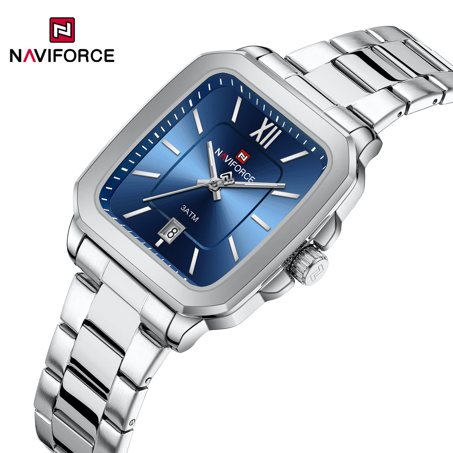 Naviforce 9239 Luxury Couple Watch - Silver Blue