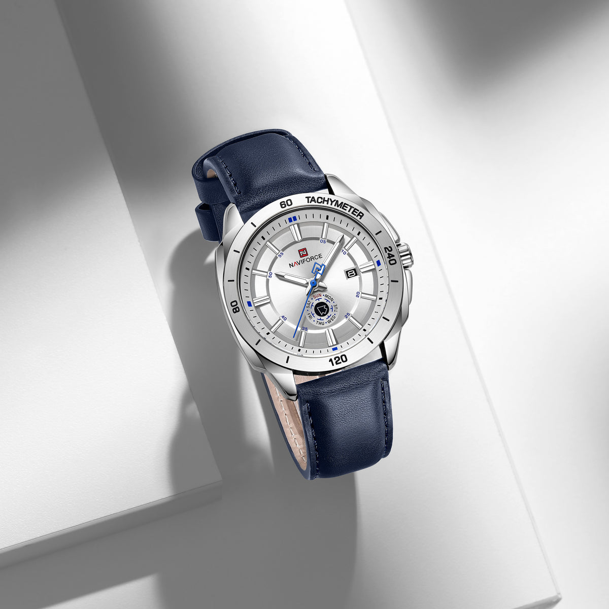 Naviforce 9269 Ascot Men Leather Watch - Silver Blue