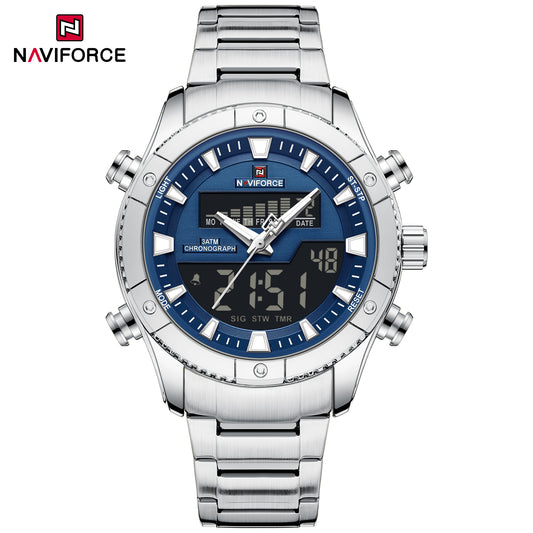 Naviforce 9259 Prime Men Stainless Steel Watch - Silver Blue
