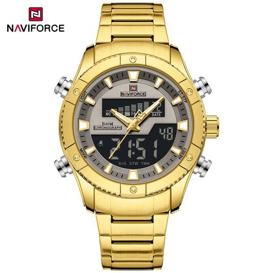 Naviforce 9259 Prime Men Stainless Steel Watch - Gold Grey
