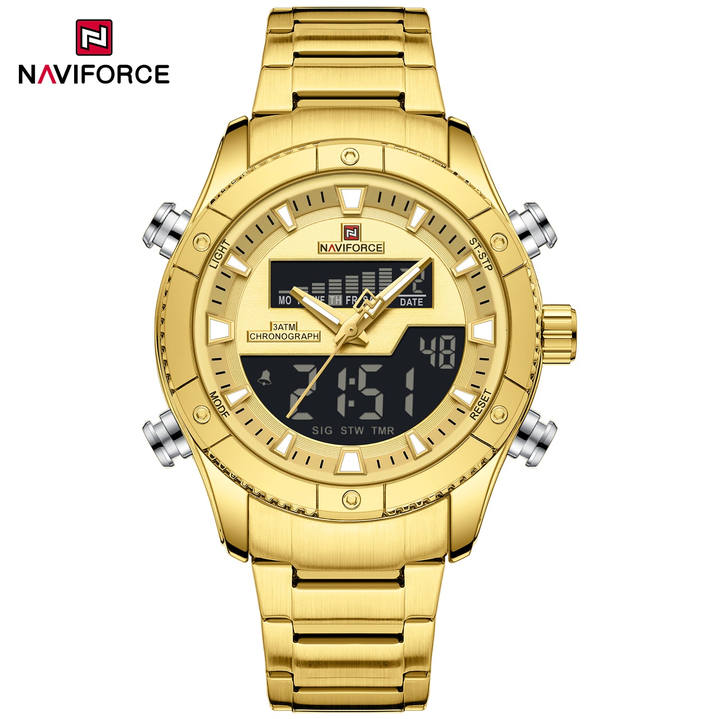 Naviforce 9259 Prime Men Stainless Steel Watch - Gold