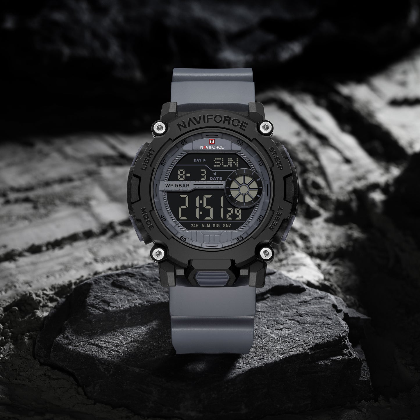 Naviforce 7133 Phantom X Men Silicone Watch - Grey Black